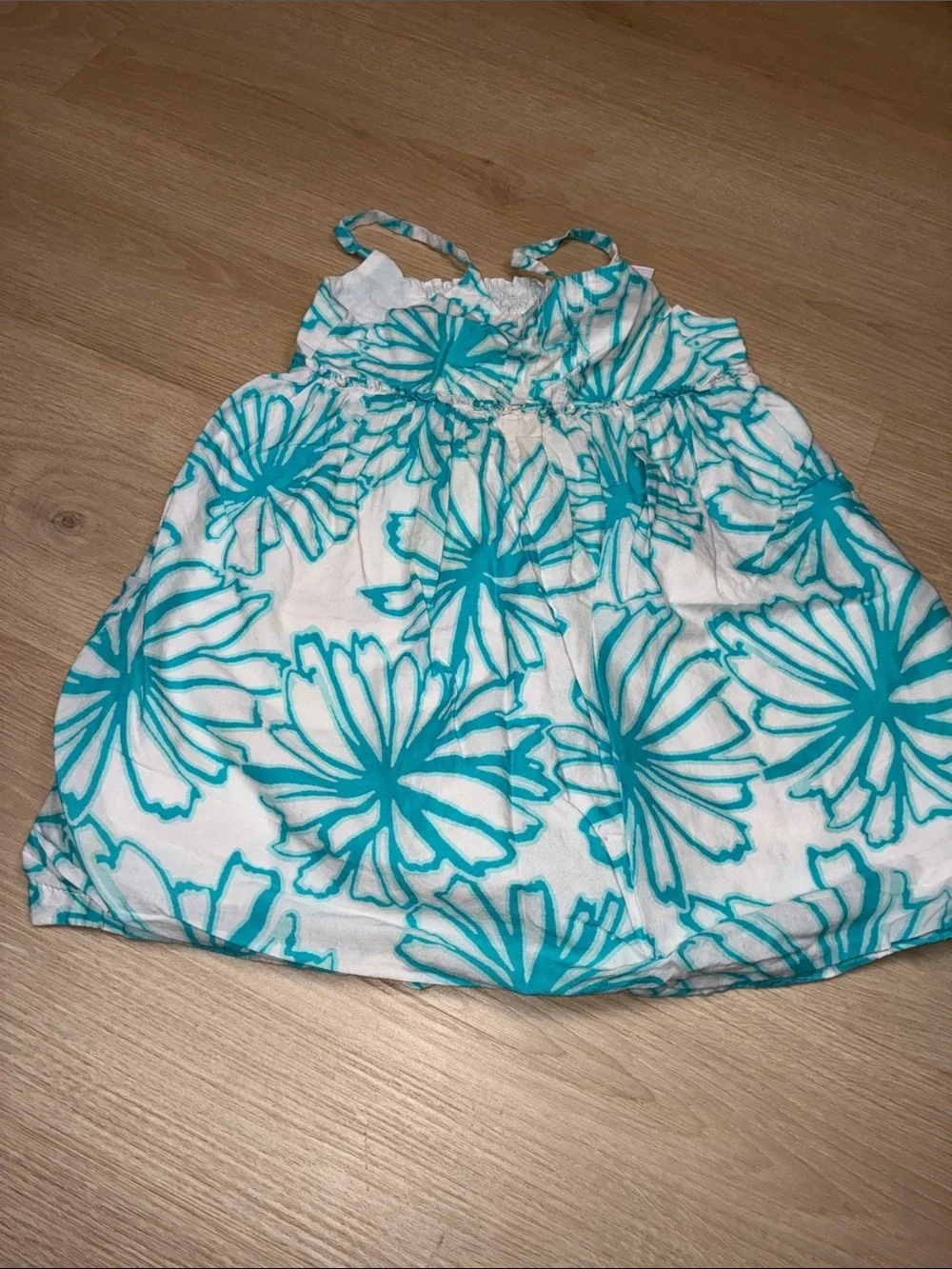 Gymboree White & Teal Floral Summer Dress